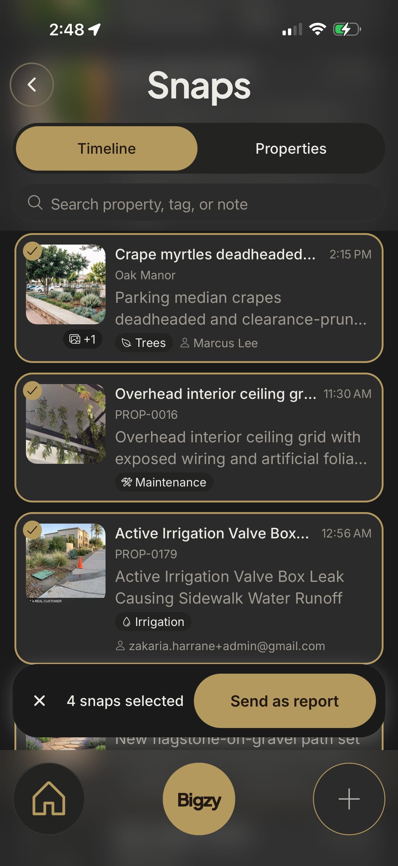 Selecting field photos to build a landscape service report
